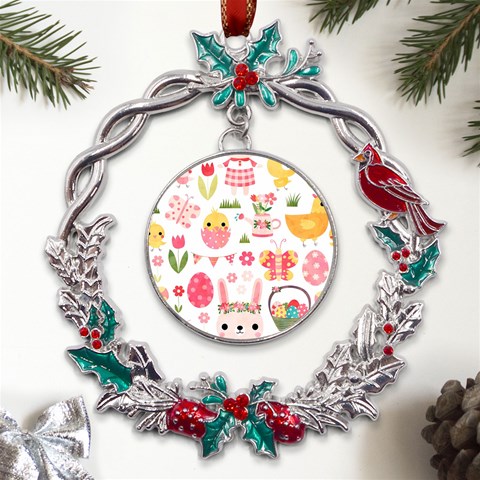 Cute Easter Bunny, Koteto, Animal, Baby Metal X mas Wreath Holly leaf Ornament from ArtsNow.com Front