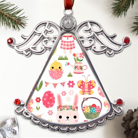 Cute Easter Bunny, Koteto, Animal, Baby Metal Angel with Crystal Ornament from ArtsNow.com Front