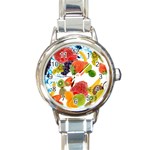 Fruits, Drip, Fruit, Paint, Spring Round Italian Charm Watch