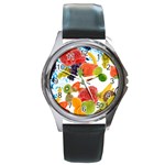 Fruits, Drip, Fruit, Paint, Spring Round Metal Watch