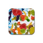 Fruits, Drip, Fruit, Paint, Spring Rubber Coaster (Square)