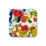 Fruits, Drip, Fruit, Paint, Spring Rubber Square Coaster (4 pack)