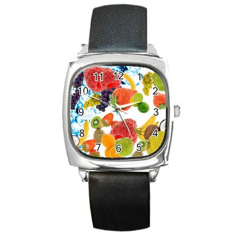 Fruits, Drip, Fruit, Paint, Spring Square Metal Watch from ArtsNow.com Front