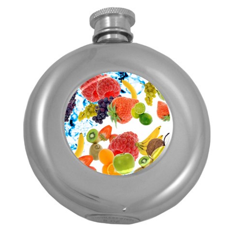 Fruits, Drip, Fruit, Paint, Spring Round Hip Flask (5 oz) from ArtsNow.com Front