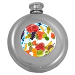 Fruits, Drip, Fruit, Paint, Spring Round Hip Flask (5 oz)