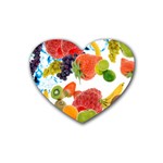 Fruits, Drip, Fruit, Paint, Spring Rubber Coaster (Heart)