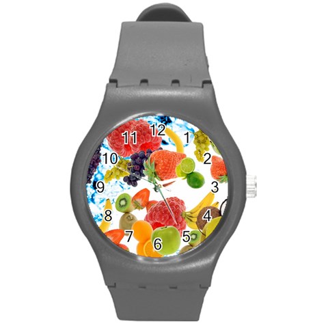 Fruits, Drip, Fruit, Paint, Spring Round Plastic Sport Watch (M) from ArtsNow.com Front