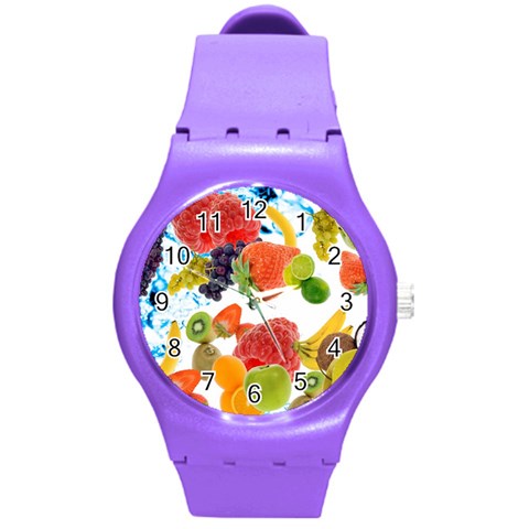 Fruits, Drip, Fruit, Paint, Spring Round Plastic Sport Watch (M) from ArtsNow.com Front