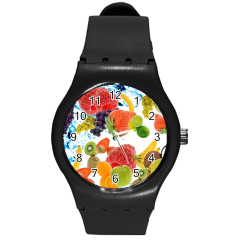 Fruits, Drip, Fruit, Paint, Spring Round Plastic Sport Watch (M) from ArtsNow.com Front