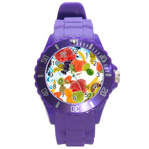 Fruits, Drip, Fruit, Paint, Spring Round Plastic Sport Watch (L) from ArtsNow.com Front