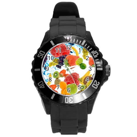 Fruits, Drip, Fruit, Paint, Spring Round Plastic Sport Watch (L) from ArtsNow.com Front