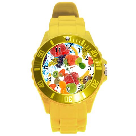 Fruits, Drip, Fruit, Paint, Spring Round Plastic Sport Watch (L) from ArtsNow.com Front