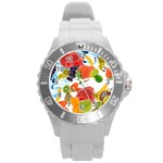 Fruits, Drip, Fruit, Paint, Spring Round Plastic Sport Watch (L)