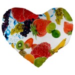 Fruits, Drip, Fruit, Paint, Spring Large 19  Premium Heart Shape Cushions