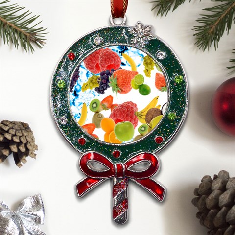 Fruits, Drip, Fruit, Paint, Spring Metal X Mas Lollipop with Crystal Ornament from ArtsNow.com Front