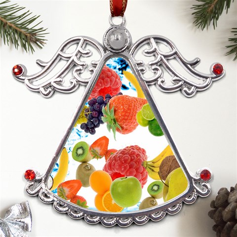 Fruits, Drip, Fruit, Paint, Spring Metal Angel with Crystal Ornament from ArtsNow.com Front