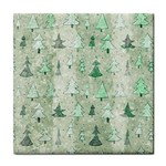 Green Christmas Trees, Cute, Doodle Tile Coaster