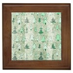 Green Christmas Trees, Cute, Doodle Framed Tile