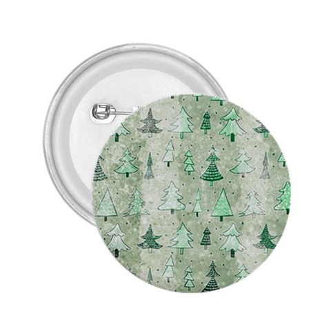 Green Christmas Trees, Cute, Doodle 2.25  Buttons from ArtsNow.com Front