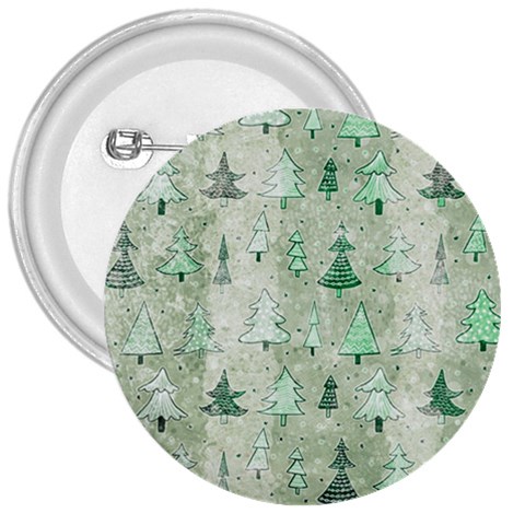 Green Christmas Trees, Cute, Doodle 3  Buttons from ArtsNow.com Front