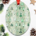 Green Christmas Trees, Cute, Doodle Ornament (Oval)