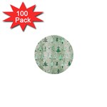 Green Christmas Trees, Cute, Doodle 1  Mini Buttons (100 pack) 