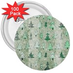 Green Christmas Trees, Cute, Doodle 3  Buttons (100 pack) 