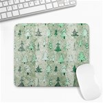 Green Christmas Trees, Cute, Doodle Large Mousepad