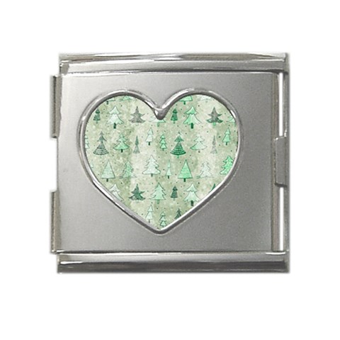 Green Christmas Trees, Cute, Doodle Mega Link Heart Italian Charm (18mm) from ArtsNow.com Front