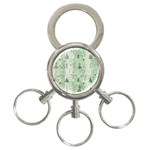 Green Christmas Trees, Cute, Doodle 3-Ring Key Chain