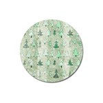 Green Christmas Trees, Cute, Doodle Magnet 3  (Round)