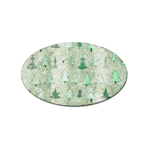 Green Christmas Trees, Cute, Doodle Sticker Oval (10 pack) from ArtsNow.com Front