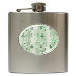 Green Christmas Trees, Cute, Doodle Hip Flask (6 oz)