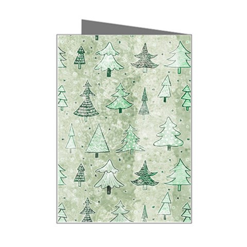 Green Christmas Trees, Cute, Doodle Mini Greeting Card from ArtsNow.com Right