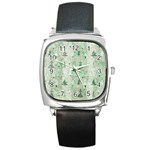 Green Christmas Trees, Cute, Doodle Square Metal Watch