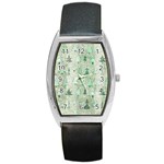 Green Christmas Trees, Cute, Doodle Barrel Style Metal Watch