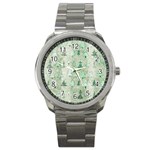 Green Christmas Trees, Cute, Doodle Sport Metal Watch