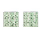 Green Christmas Trees, Cute, Doodle Cufflinks (Square)