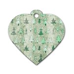 Green Christmas Trees, Cute, Doodle Dog Tag Heart (One Side)