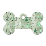 Green Christmas Trees, Cute, Doodle Dog Tag Bone (One Side)