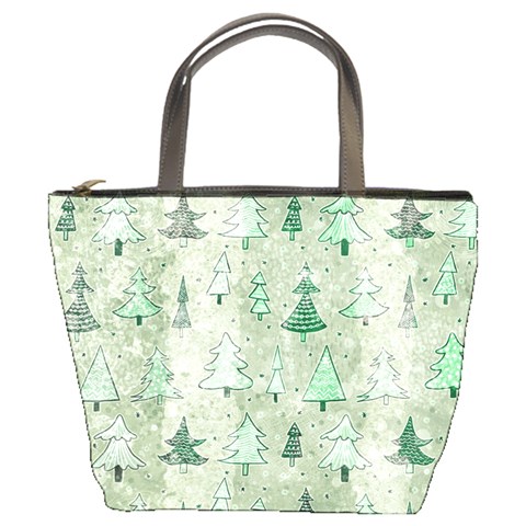 Green Christmas Trees, Cute, Doodle Bucket Bag from ArtsNow.com Front