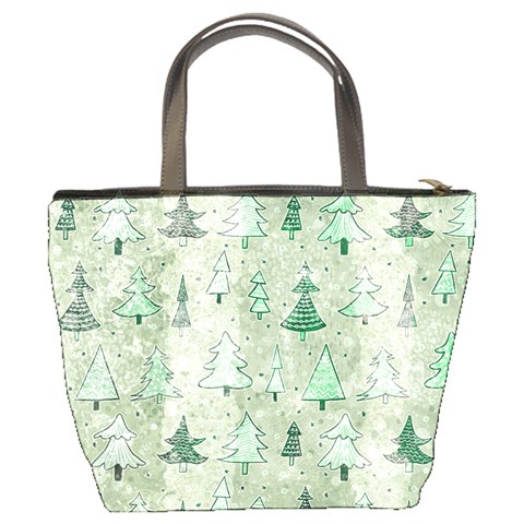 Green Christmas Trees, Cute, Doodle Bucket Bag from ArtsNow.com Back