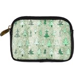 Green Christmas Trees, Cute, Doodle Digital Camera Leather Case