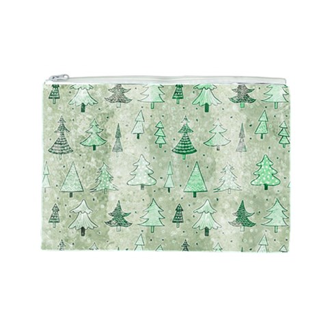 Green Christmas Trees, Cute, Doodle Cosmetic Bag (Large) from ArtsNow.com Front