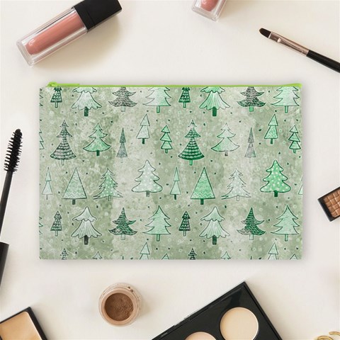 Green Christmas Trees, Cute, Doodle Cosmetic Bag (Large) from ArtsNow.com Front