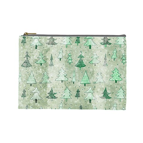 Green Christmas Trees, Cute, Doodle Cosmetic Bag (Large) from ArtsNow.com Front