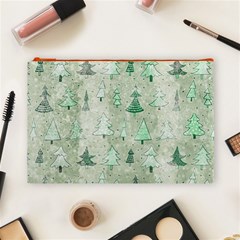 Green Christmas Trees, Cute, Doodle Cosmetic Bag (Large) from ArtsNow.com Front