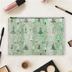 Green Christmas Trees, Cute, Doodle Cosmetic Bag (Large)