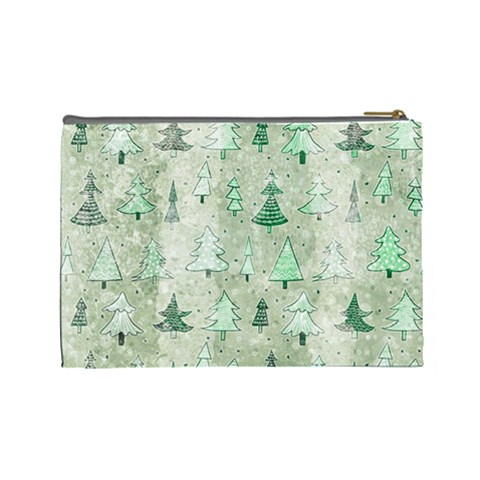 Green Christmas Trees, Cute, Doodle Cosmetic Bag (Large) from ArtsNow.com Back