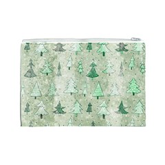 Green Christmas Trees, Cute, Doodle Cosmetic Bag (Large) from ArtsNow.com Back